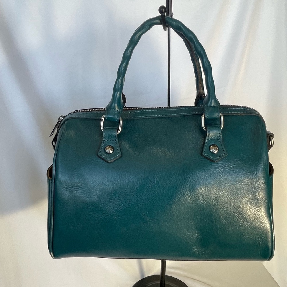 Patricia Nash Teal Embossed Leather Satchel - Picture 3 of 16
